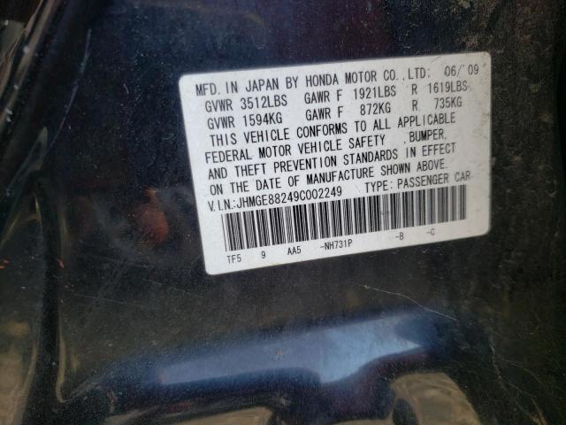 Photo 10 from auction – 2009 HONDA FIT with VIN JHMGE88249C002249