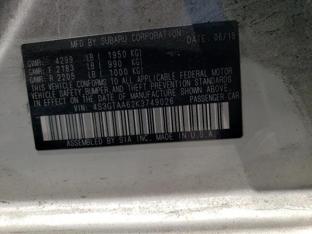Photo 10 from auction – 2019 SUBARU IMPREZA with VIN 4S3GTAA62K3749026