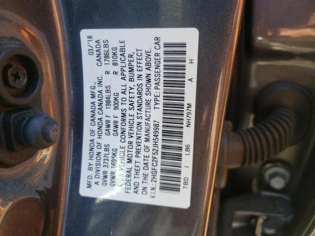 Photo 10 from auction – 2018 HONDA CIVIC LX with VIN 2HGFC2F52JH549987