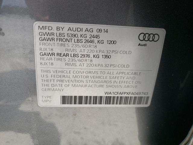 Photo 10 from auction – 2015 AUDI Q5 PREMIUM with VIN WA1CFAFPXFA049743