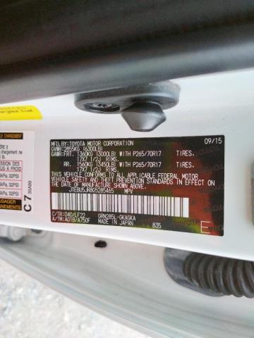Photo 10 from auction – 2016 TOYOTA 4RUNNER SR with VIN JTEBU5JR8G5285465