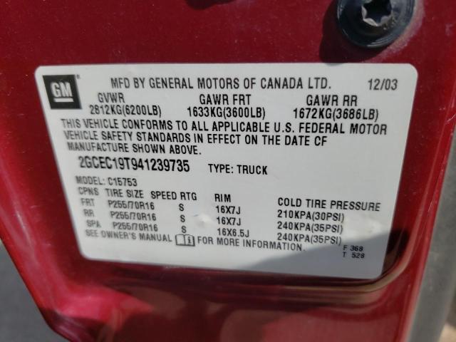 Photo 10 from auction – 2004 CHEVROLET SILVERADO with VIN 2GCEC19T941239735