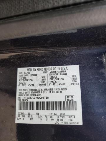 Photo 10 from auction – 2000 FORD F150 with VIN 1FTRX17L3YNC09188