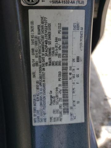 Photo 10 from auction – 2014 FORD FIESTA SE with VIN 3FADP4BJ3EM221077