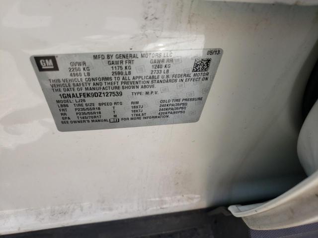 Photo 10 from auction – 2013 CHEVROLET EQUINOX LT with VIN 1GNALFEK9DZ127539