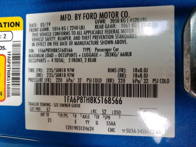 Photo 10 from auction – 2019 FORD MUSTANG with VIN 1FA6P8TH8K5168566