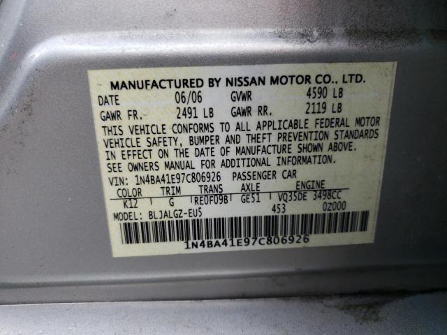 صورة رقم 10 من المزاد - 2007 NISSAN MAXIMA SE مع VIN 1N4BA41E97C806926