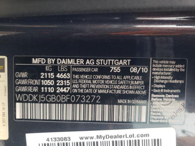 Photo 10 from auction – 2011 MERCEDES-BENZ E 350 with VIN WDDKJ5GB0BF073272