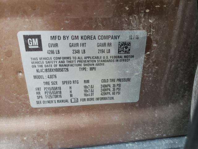 Photo 10 from auction – 2017 BUICK ENCORE PRE with VIN KL4CJBSBXHB050726