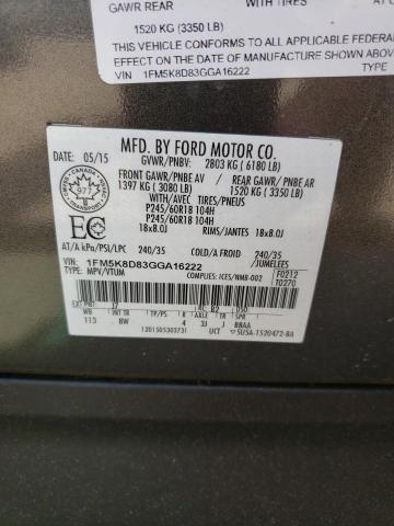 Photo 10 from auction – 2016 FORD EXPLORER X with VIN 1FM5K8D83GGA16222
