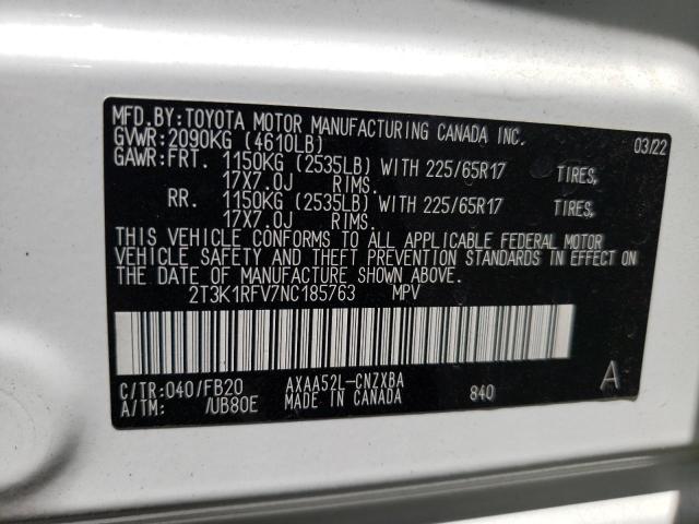 Photo 10 from auction – 2022 TOYOTA RAV4 LE with VIN 2T3K1RFV7NC185763