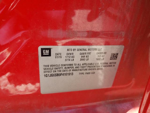 Photo 10 from auction – 2015 CHEVROLET SONIC RS with VIN 1G1JG6SB9F4161913