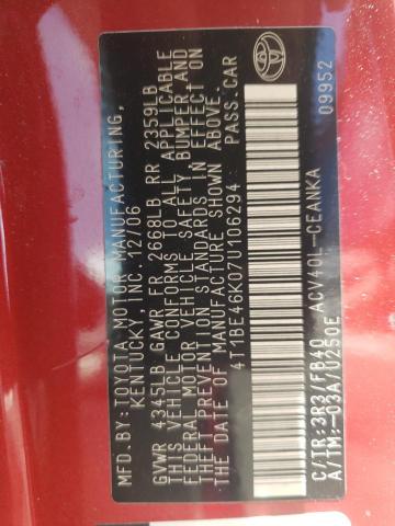 Photo 10 from auction – 2007 TOYOTA CAMRY CE with VIN 4T1BE46K07U106294