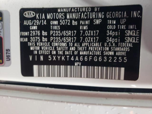 Photo 10 from auction – 2015 KIA SORENTO LX with VIN 5XYKT4A66FG632255