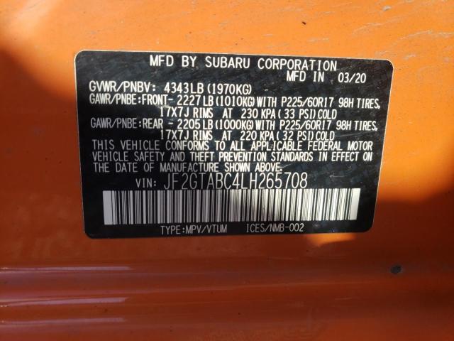 Zdjęcie 10 z aukcji – 2020 SUBARU CROSSTREK z VIN JF2GTABC4LH265708