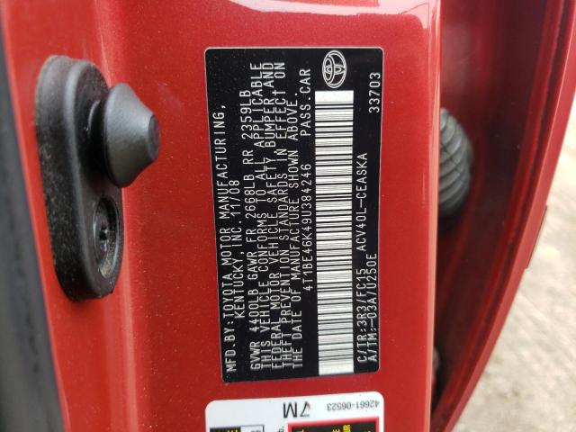 Photo 10 from auction – 2009 TOYOTA CAMRY BASE with VIN 4T1BE46K49U384246