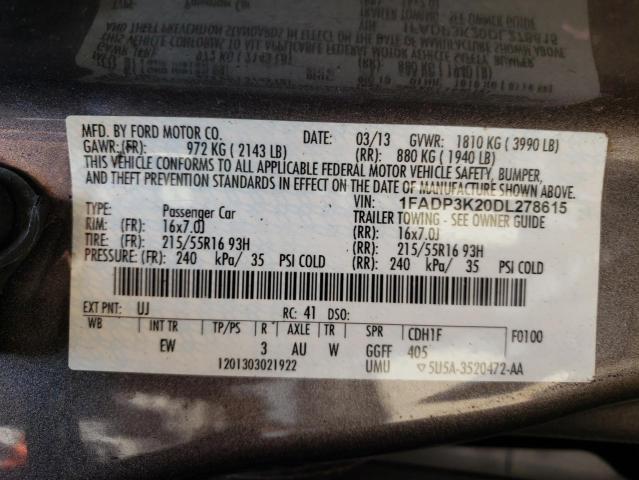 Photo 10 from auction – 2013 FORD FOCUS SE with VIN 1FADP3K20DL278615