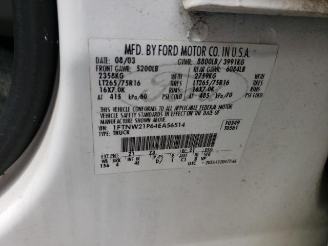Photo 10 from auction – 2004 FORD F250 SUPER with VIN 1FTNW21P64EA56514