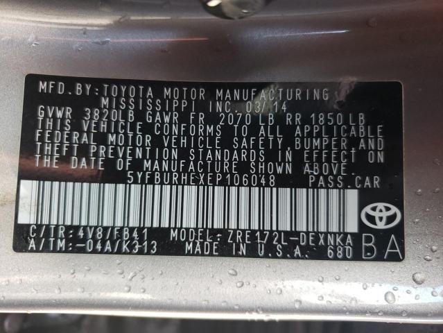 Photo 10 from auction – 2014 TOYOTA COROLLA L with VIN 5YFBURHEXEP106048