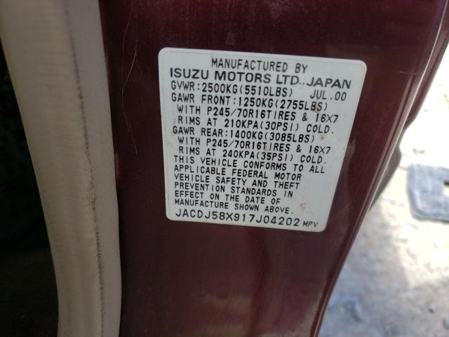 Photo 10 from auction – 2001 ISUZU TROOPER S with VIN JACDJ58X917J04202