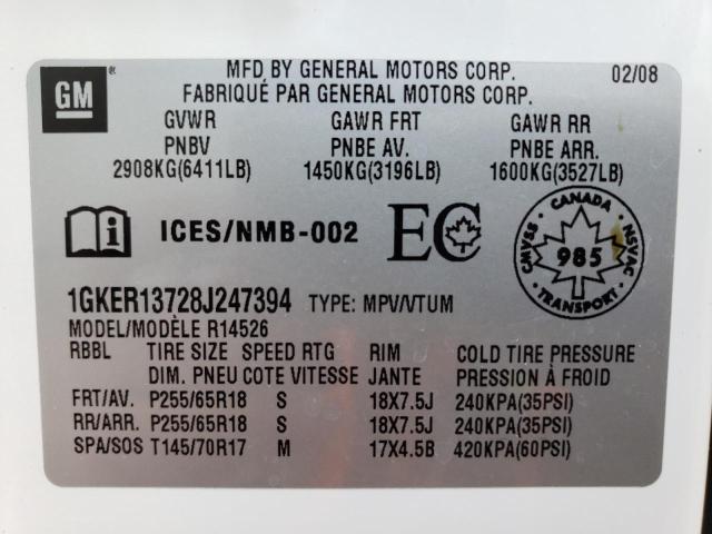 Photo 10 from auction – 2008 GMC ACADIA SLE with VIN 1GKER13728J247394