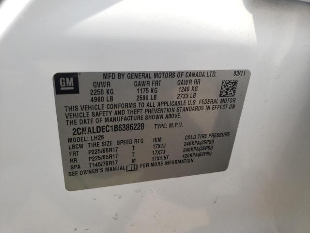 Photo 10 from auction – 2011 CHEVROLET EQUINOX LT with VIN 2CNALDEC1B6386228