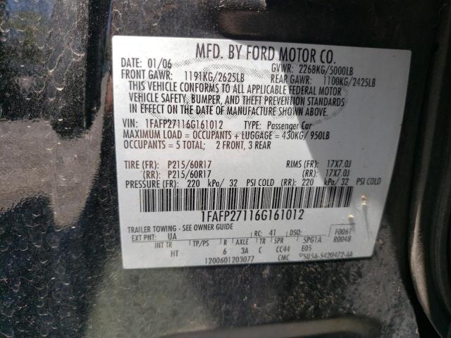 Photo 10 from auction – 2006 FORD FIVE HUNDR with VIN 1FAFP27116G161012