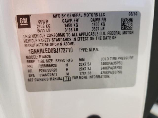Photo 10 from auction – 2011 CHEVROLET TRAVERSE L with VIN 1GNKRLED0BJ172710