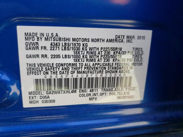 Photo 10 from auction – 2015 MITSUBISHI OUTLANDER with VIN 4A4AP4AU0FE026840