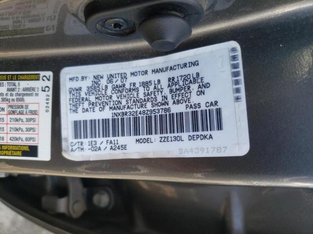 Photo 10 from auction – 2008 TOYOTA COROLLA CE with VIN 1NXBR32E48Z953786
