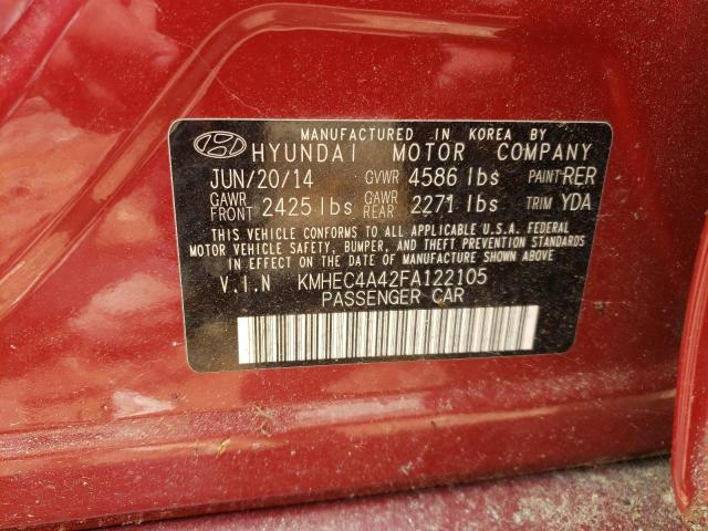 Photo 10 from auction – 2015 HYUNDAI SONATA HYB with VIN KMHEC4A42FA122105