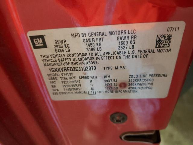Photo 10 from auction – 2012 GMC ACADIA SLT with VIN 1GKKVRED2CJ102073