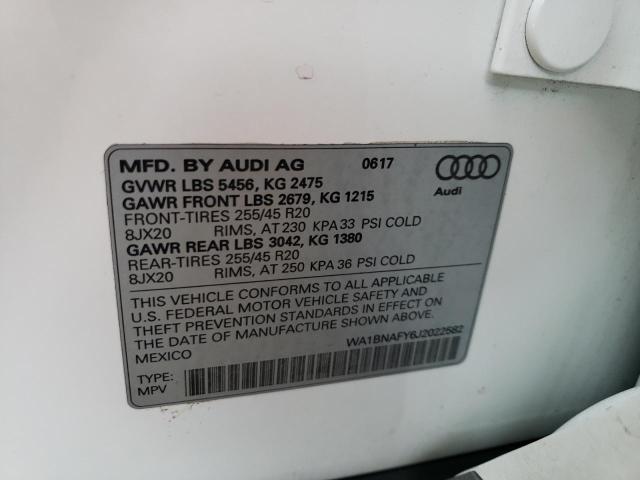 Photo 10 from auction – 2018 AUDI Q5 PREMIUM with VIN WA1BNAFY6J2022582