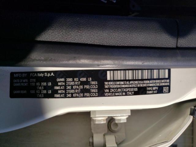 Photo 10 from auction – 2016 JEEP RENEGADE T with VIN ZACCJBCTXGPE05105