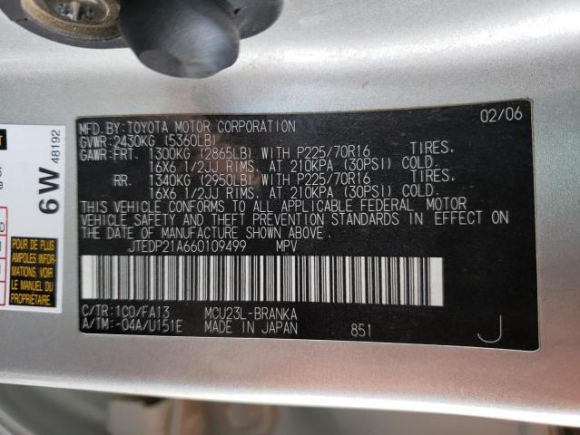 Photo 10 from auction – 2006 TOYOTA HIGHLANDER with VIN JTEDP21A660109499