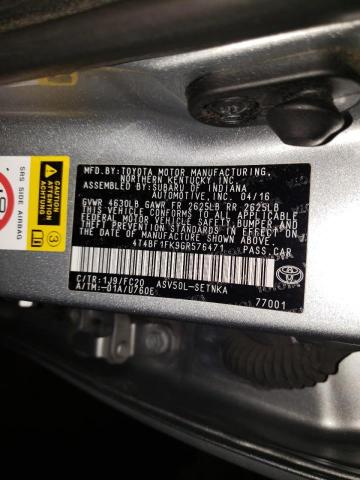 Photo 10 from auction – 2016 TOYOTA CAMRY LE with VIN 4T4BF1FK9GR576471