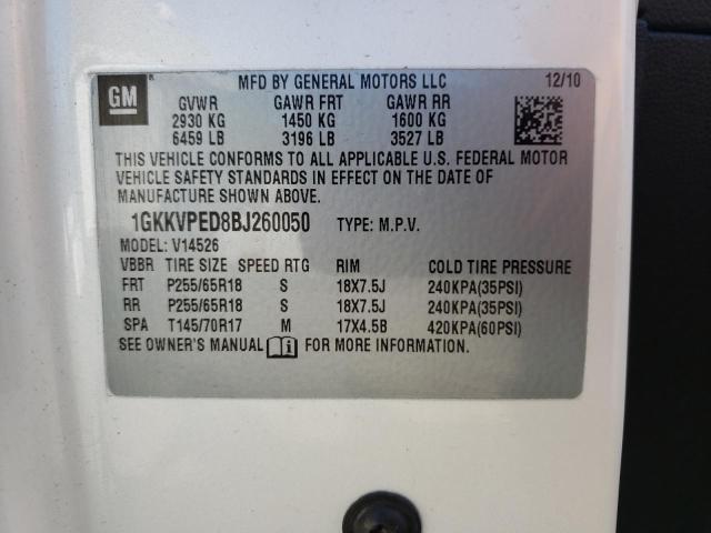 Photo 10 from auction – 2011 GMC ACADIA SLE with VIN 1GKKVPED8BJ260050