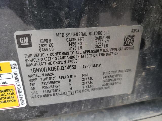 Photo 10 from auction – 2013 CHEVROLET TRAVERSE L with VIN 1GNKVLKD5DJ214663