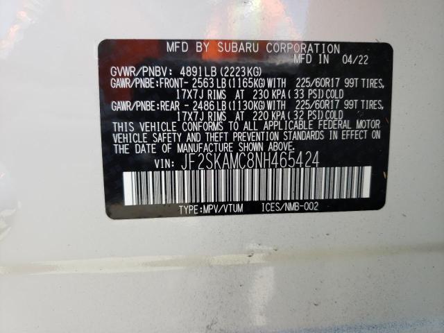 Photo 10 from auction – 2022 SUBARU FORESTER W with VIN JF2SKAMC8NH465424