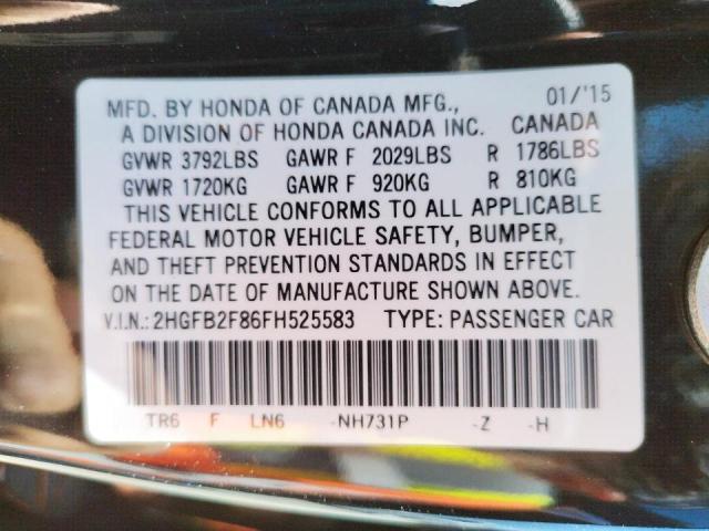 Photo 10 from auction – 2015 HONDA CIVIC EX with VIN 2HGFB2F86FH525583