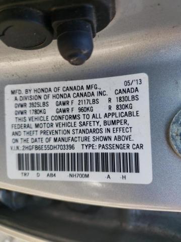 Photo 10 from auction – 2013 HONDA CIVIC SI with VIN 2HGFB6E55DH703396