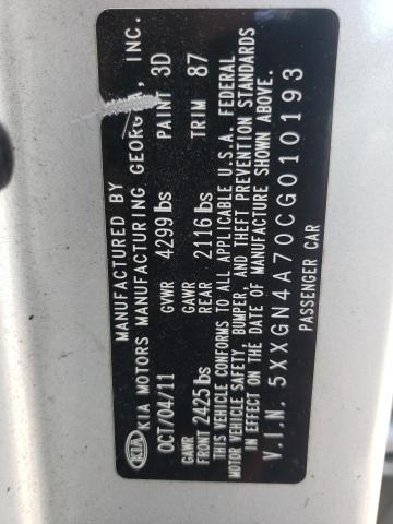 Photo 10 from auction – 2012 KIA OPTIMA EX with VIN 5XXGN4A70CG010193