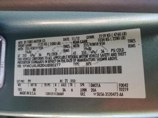 Photo 10 from auction – 2013 FORD ESCAPE TIT with VIN 1FMCU0J92DUB90277