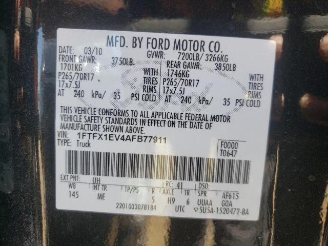 Photo 10 from auction – 2010 FORD F150 SUPER with VIN 1FTFX1EV4AFB77911