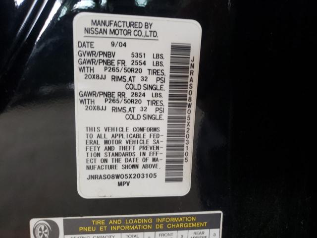 Photo 10 from auction – 2005 INFINITI FX35 with VIN JNRAS08W05X203105