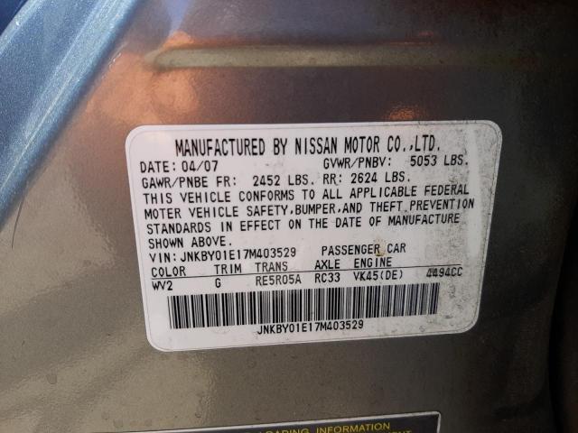 Photo 10 from auction – 2007 INFINITI M45 BASE with VIN JNKBY01E17M403529