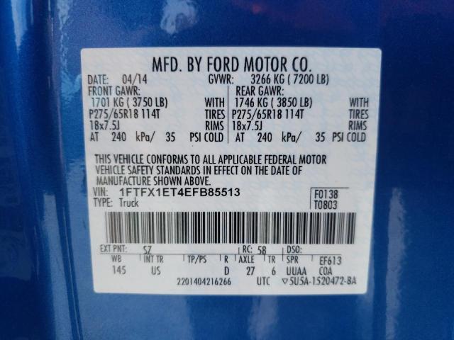 Photo 10 from auction – 2014 FORD F150 SUPER with VIN 1FTFX1ET4EFB85513