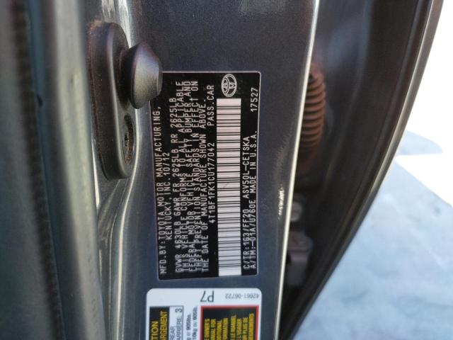 Photo 10 from auction – 2012 TOYOTA CAMRY BASE with VIN 4T1BF1FK1CU177042