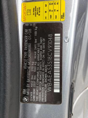 Photo 10 from auction – 2008 BMW 650 I with VIN WBAEA53518CV91048