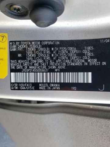 Photo 10 from auction – 2005 TOYOTA HIGHLANDER with VIN JTEGP21A550058637